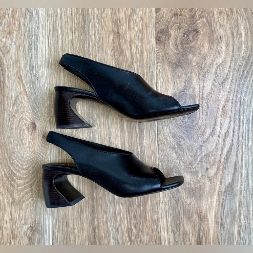3.1 Phillip Lim Black Open Toe Slingback Heels 65mm Crescent Heel Size 40